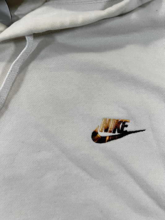 Nike White Hoodie with Leopard Print Logo