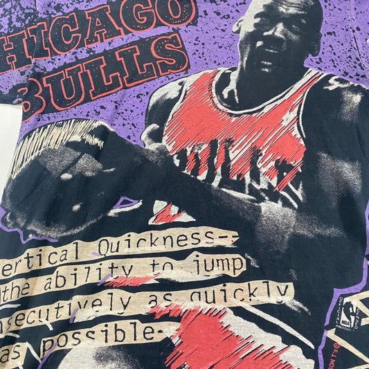 Vintage 90s Michael Jordan Chicago Bulls Magic Johnson All Over Print T-Shirt