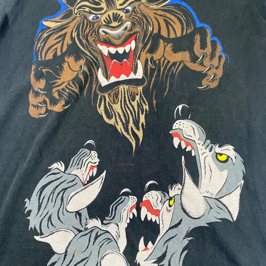 Vintage Disney Store Beauty and The Beast Wolves Big Graphic Shirt XL