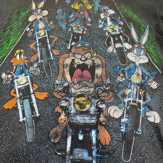 Vintage 1993 Looney Tunes Motorcycle Double-Sided T-Shirt