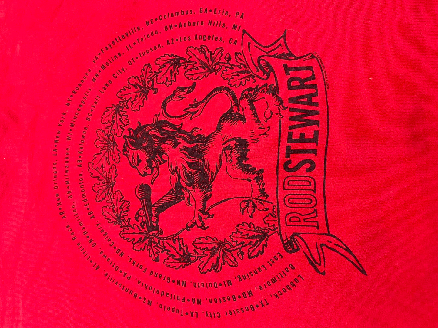 2001 Rod Stewart Red Graphic T-Shirt Large