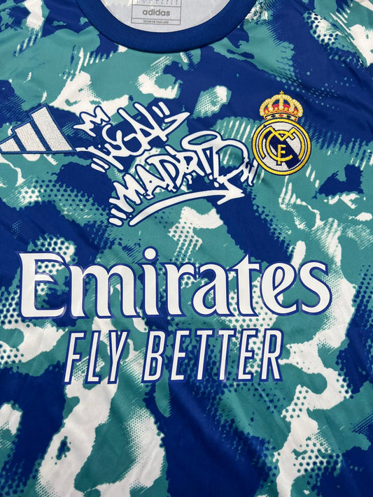 Adidas Real Madrid Soccer Jersey - Blue Camo, Size Large