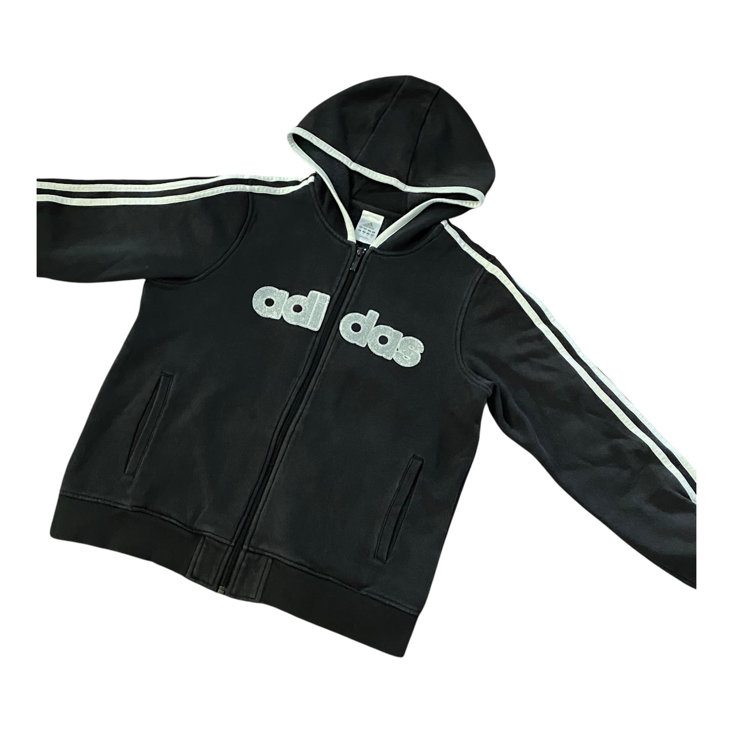 Adidas Hoodie Black Spellout LOGO 3 Stripe
