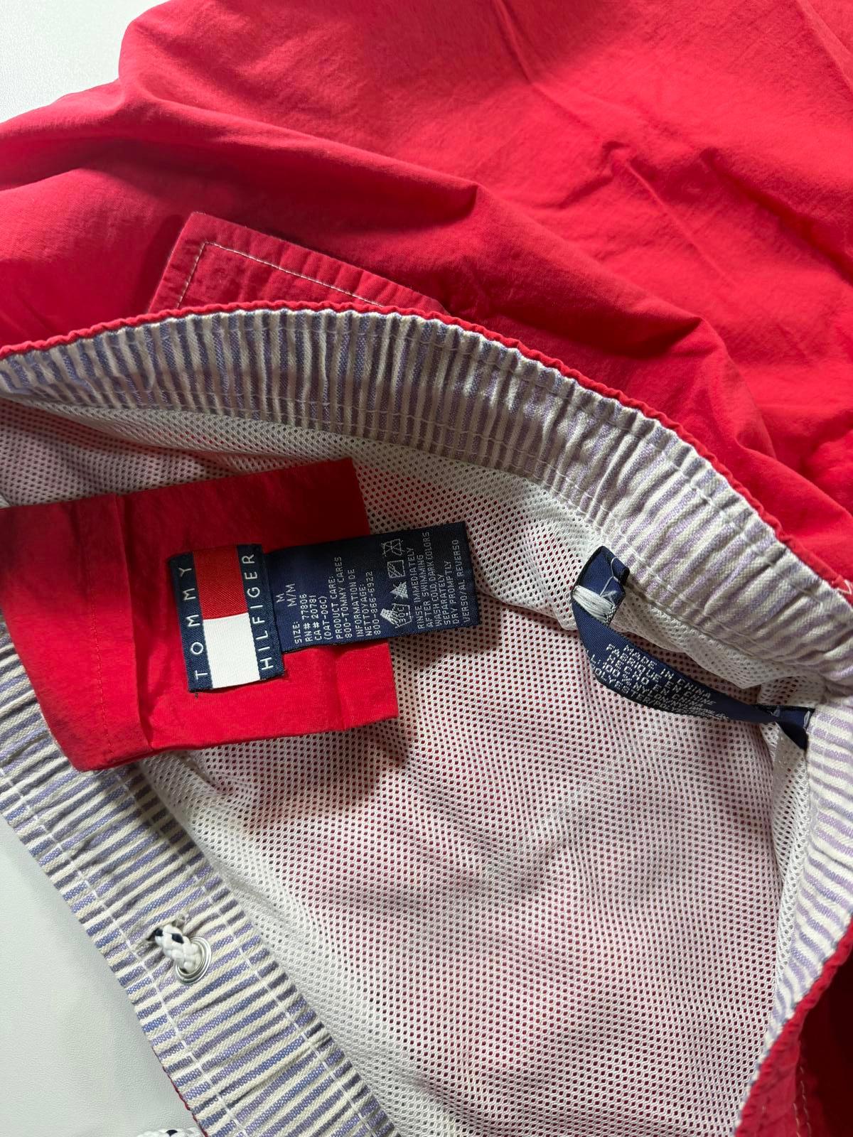 Tommy Trunks Red Swim Shorts with Drawstring Waist M