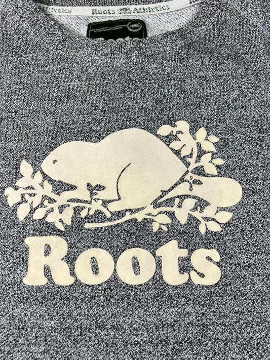 Roots Grey Crewneck Sweatshirt with Beaver Logo L