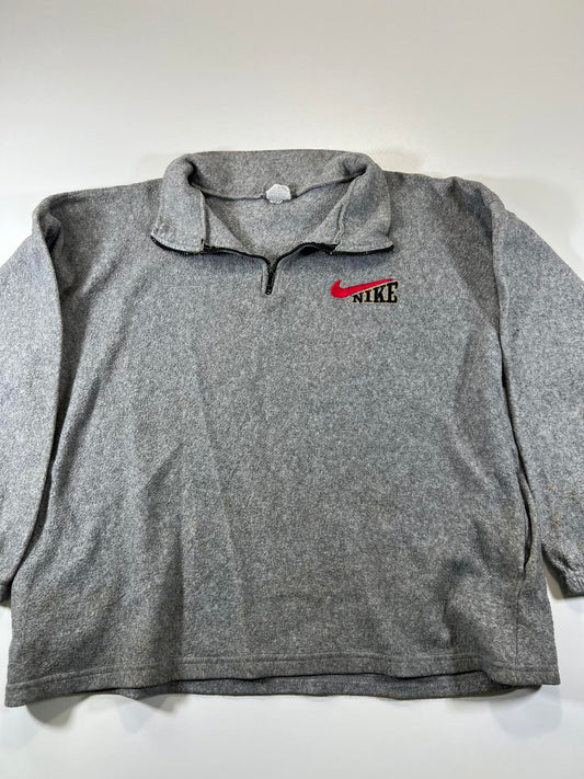 Nike Grey Half-Zip Fleece Pullover Sweatshirt