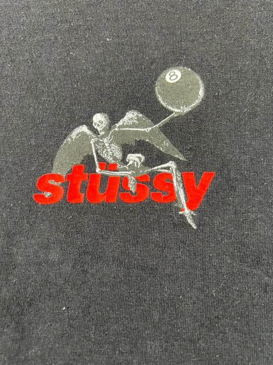 Stussy Black Graphic Skeleton T-Shirt Size L