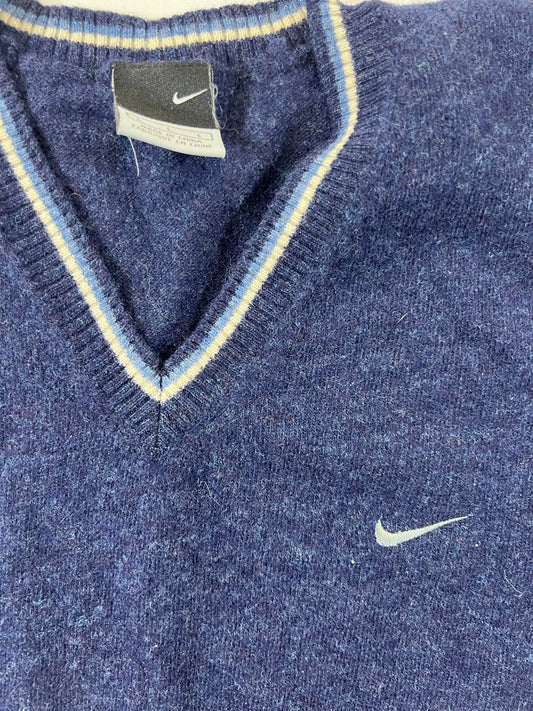 Vintage Nike Blue V-Neck Sleeveless Sweater Vest