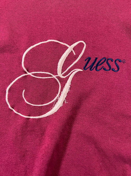 Guess Vintage Maroon Sweatshirt with Embroidered Logo M