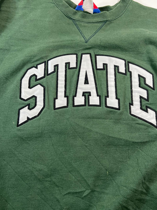 Champion Green STATE Crewneck Sweatshirt L