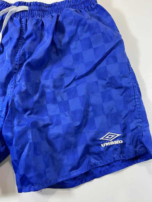 Umbro Blue Checkered Athletic Shorts with Drawstring Waist