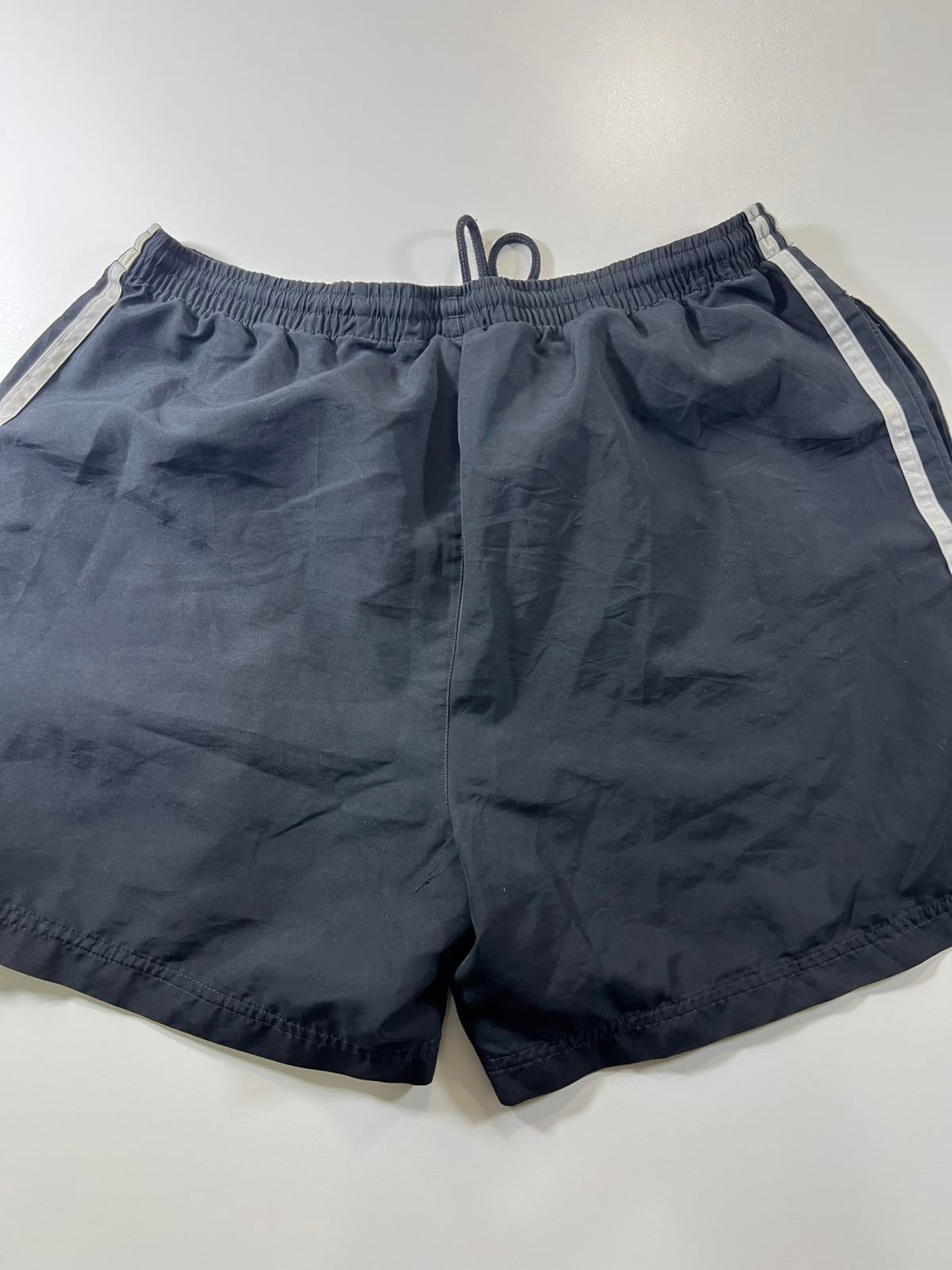 Adidas Men's Black Athletic Shorts with White Stripes