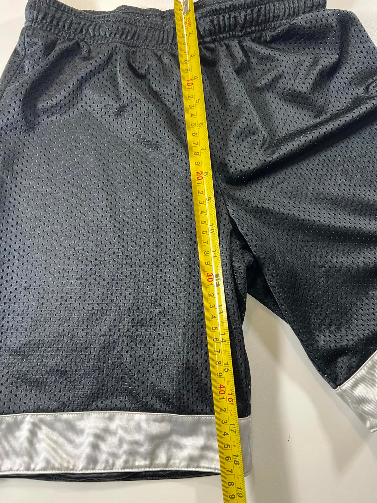 Nike Black Mesh Athletic Shorts with Silver Trim