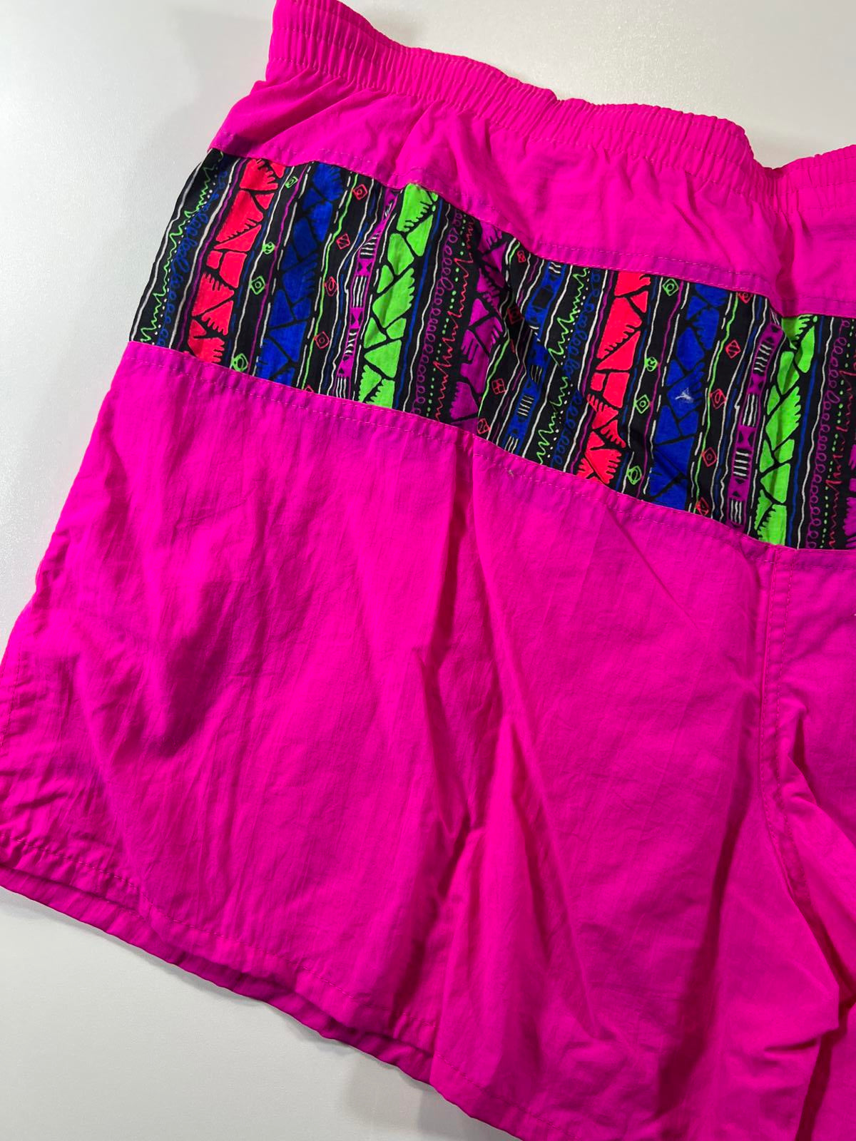 Vintage Pink Swim Shorts with Multicolour Patterned M