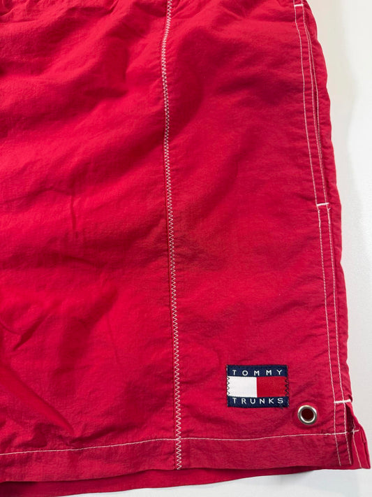 Tommy Trunks Red Swim Shorts with Drawstring Waist M