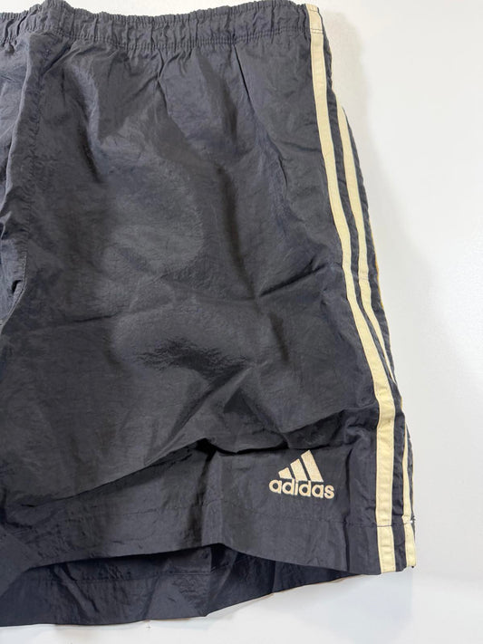 Adidas Black Athletic Shorts with White Stripes S
