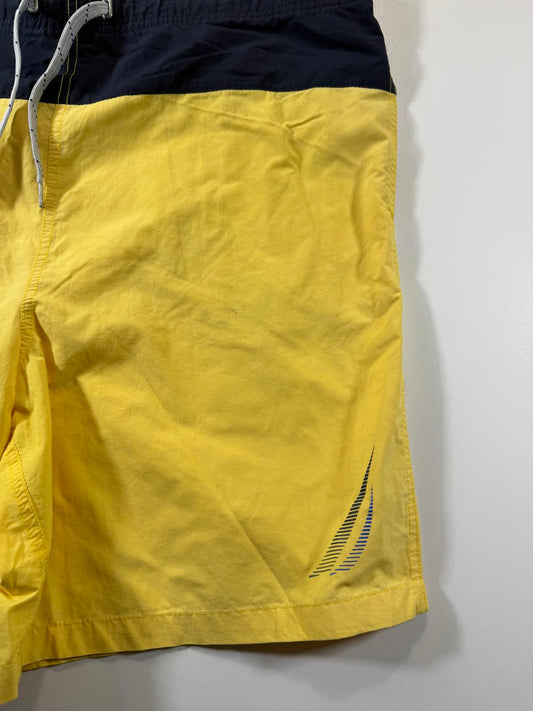 Nautica Men's Yellow and Navy Swim Shorts M