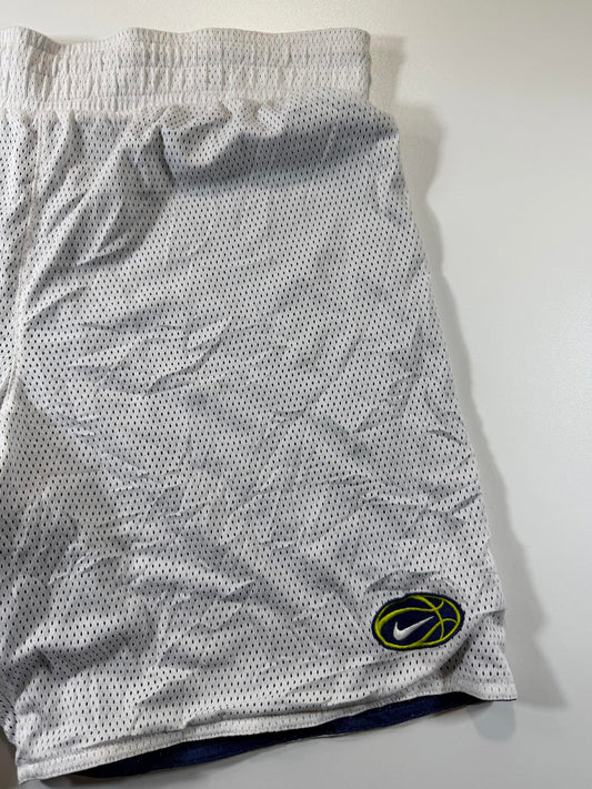 Vintage Nike White Mesh Athletic Shorts with Basketball Logo