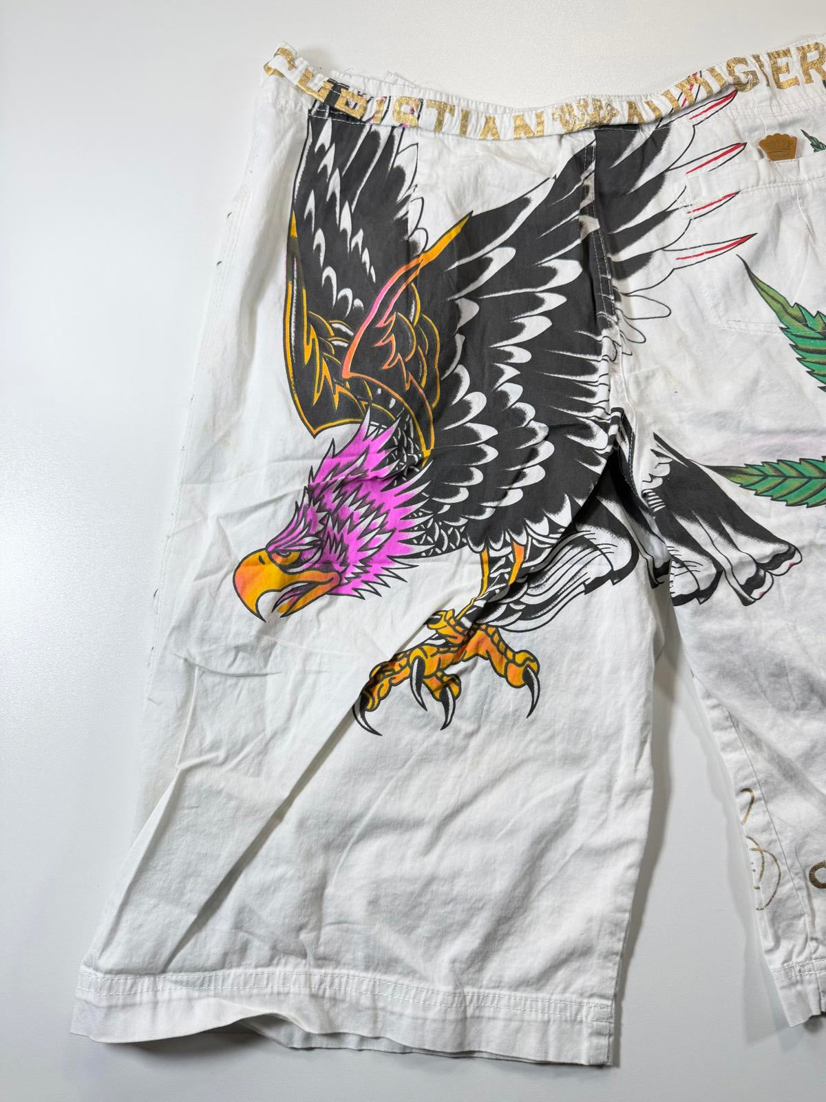 Christian Audigier Knee-Length Shorts Panther and Crown M
