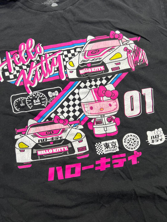 Hello Kitty Racing Graphic T-Shirt XL Black Cotton