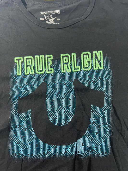 True Religion Mens Black Graphic T-Shirt XL
