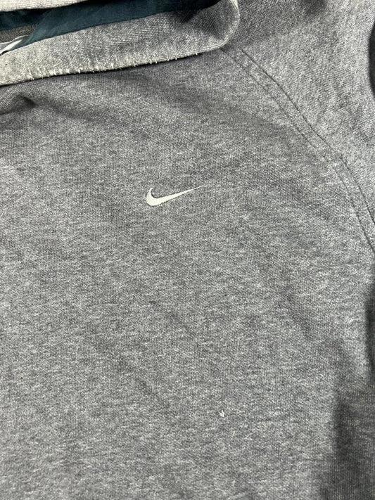 Vintage Nike Grey Hooded Sweatshirt with Front Pocket XL