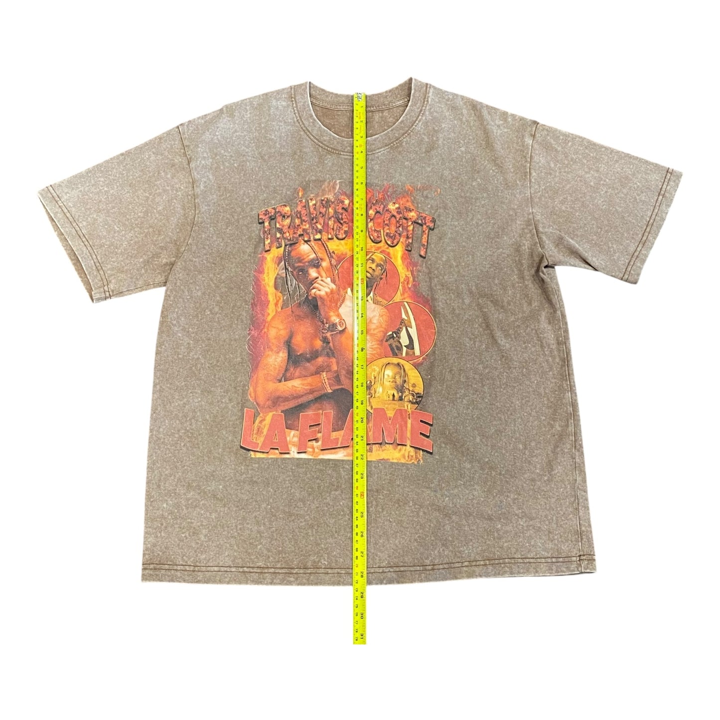 Custom Travis Scott LA FLAME Wash Graphic Shirt