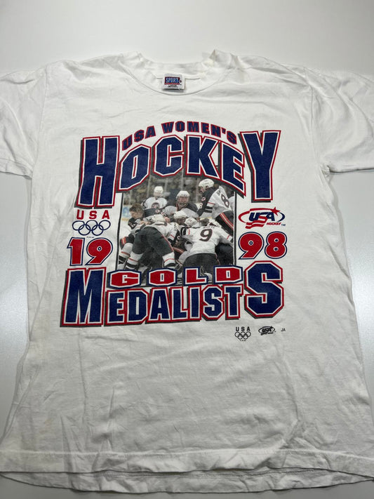 1998 USA Women's Hockey Gold Medalists Vintage T-Shirt Large