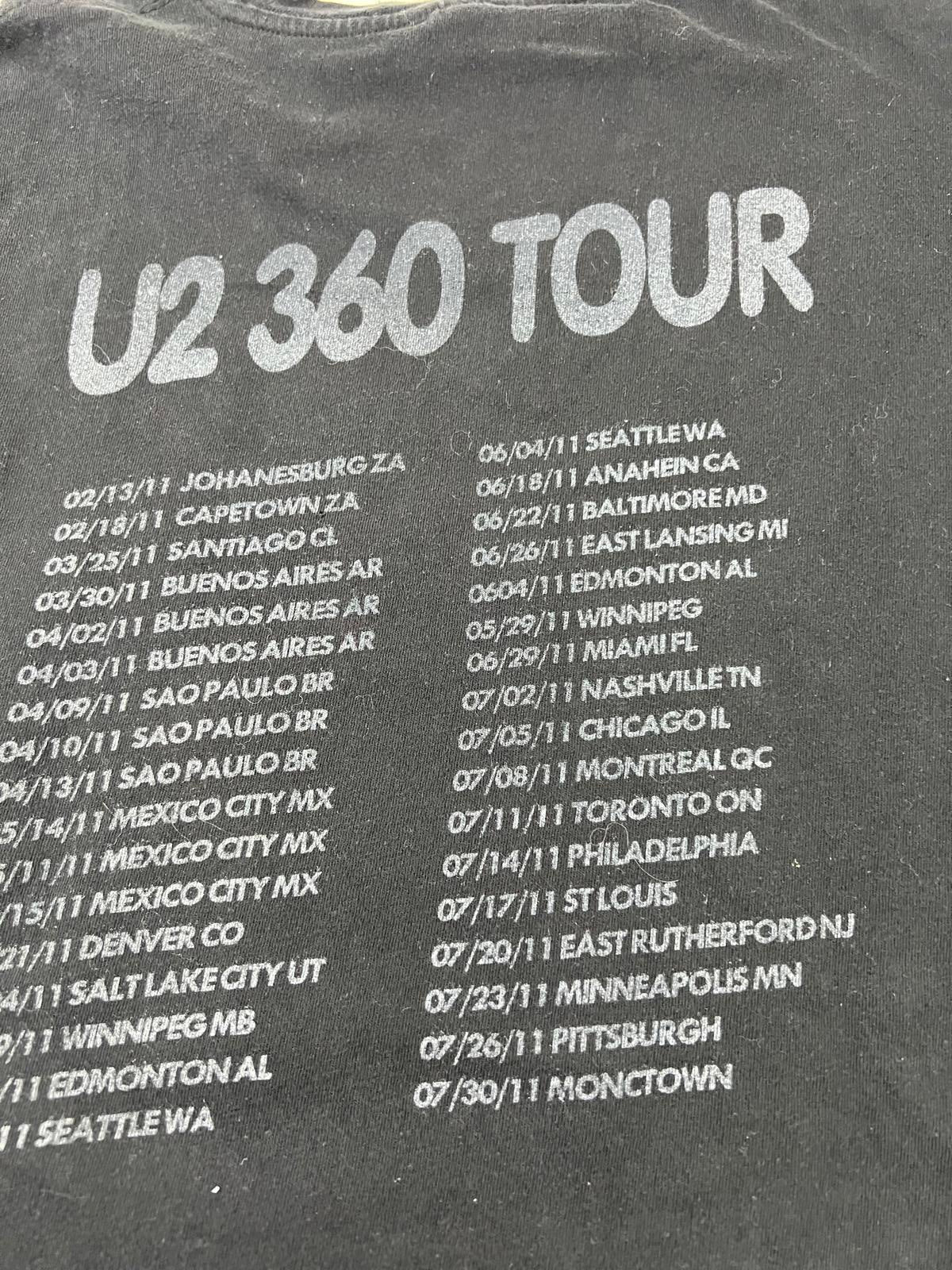 U2 360 Tour Black Graphic T-Shirt Size Large