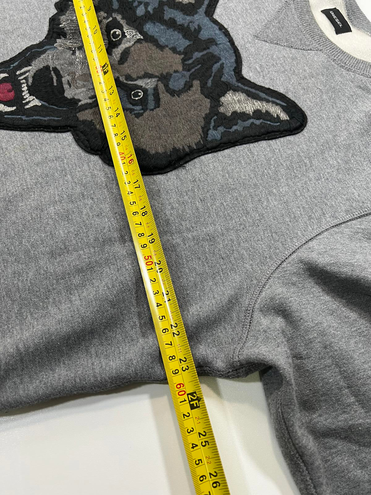 Diesel Men's Grey Sweatshirt with Wolf Patch