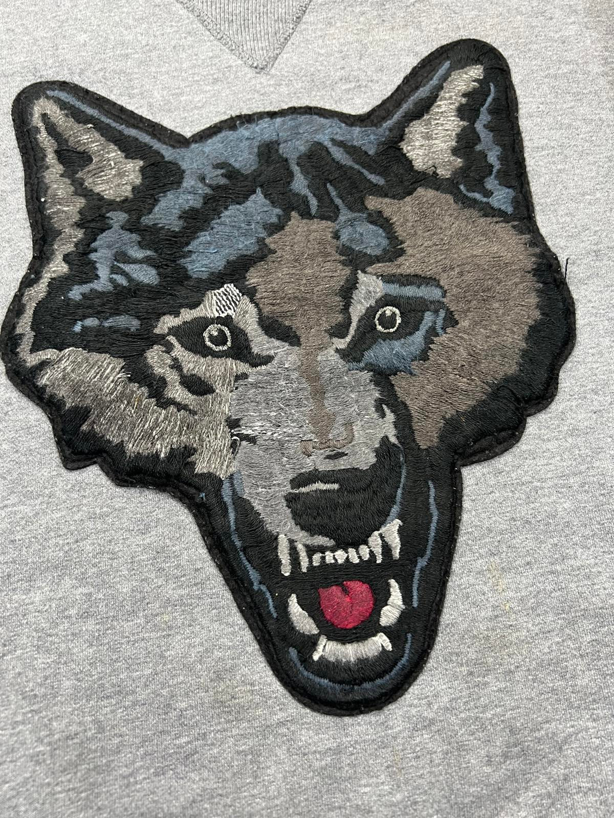 Diesel Men's Grey Sweatshirt with Wolf Patch