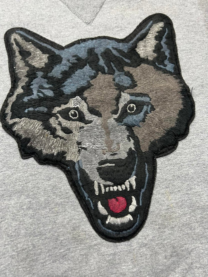 Diesel Men's Grey Sweatshirt with Wolf Patch