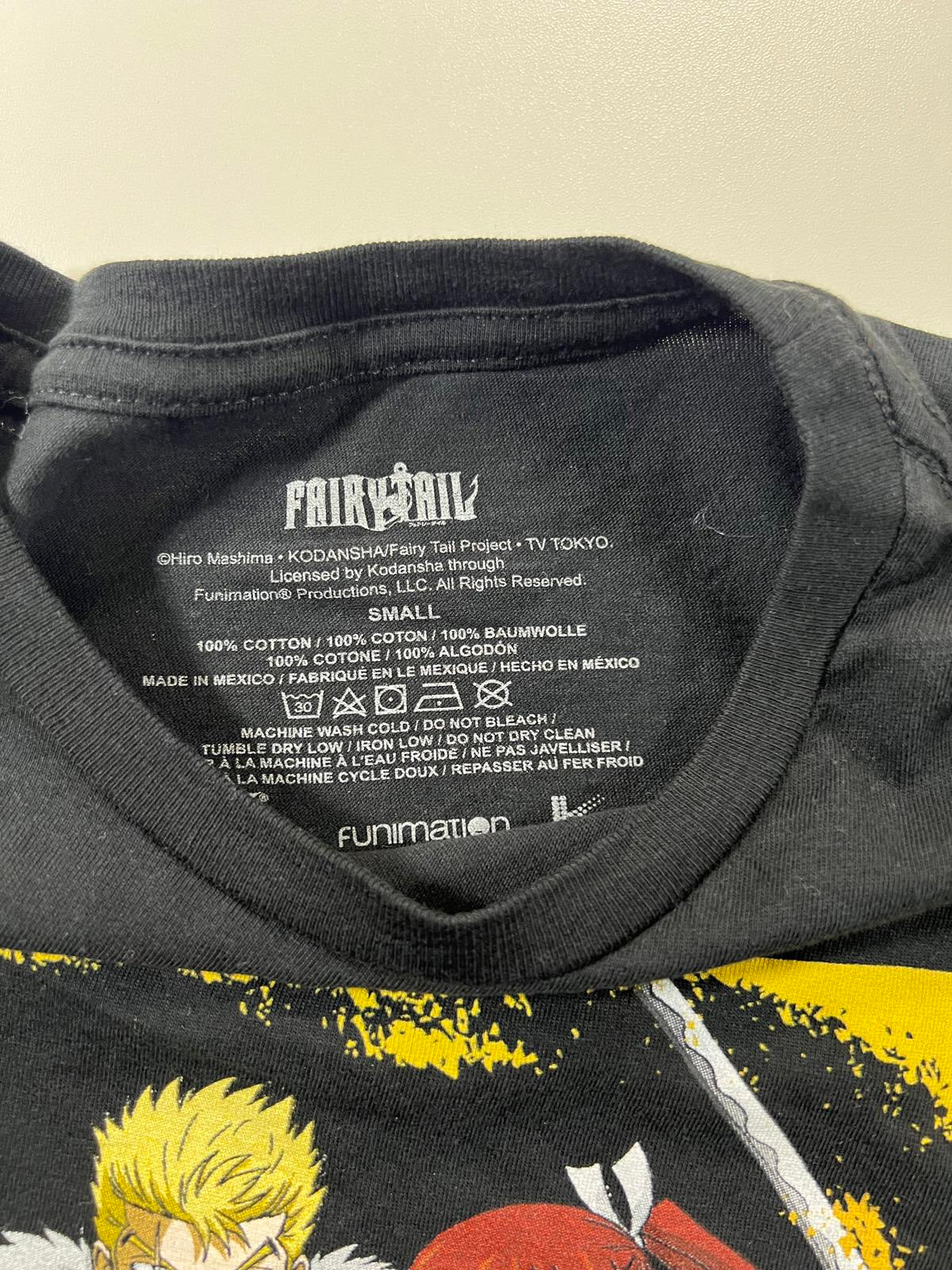 Fairy Tail Anime Graphic T-Shirt Small Black Cotton