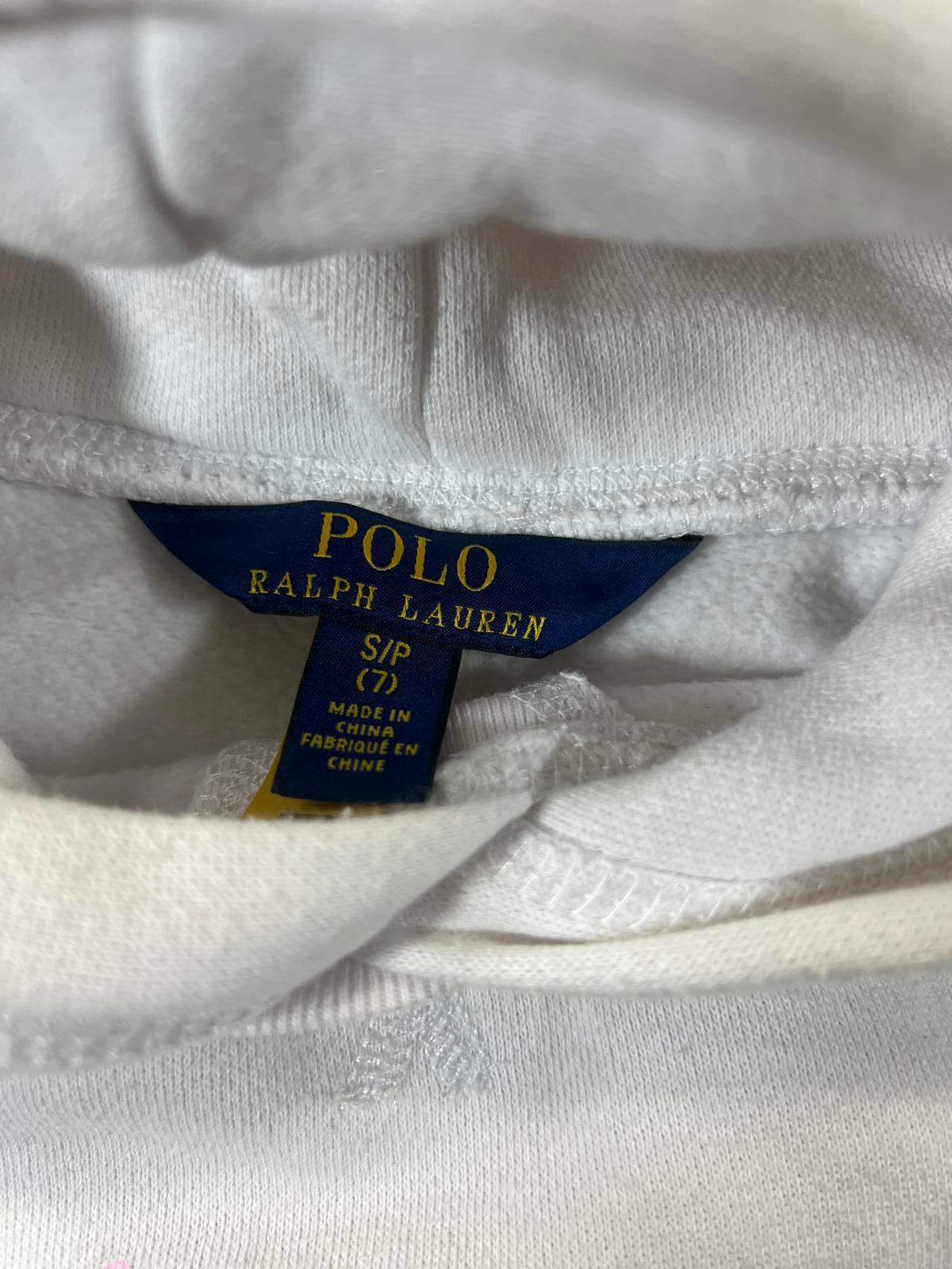 Polo Ralph Lauren White Hoodie Dress with Floral Youth Small