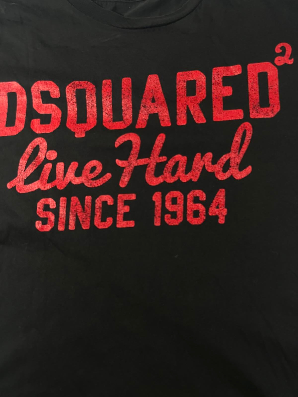 DSQUARED2 Black Men's Graphic T-Shirt Live Hard Since 1964