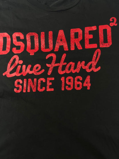 DSQUARED2 Black Men's Graphic T-Shirt Live Hard Since 1964