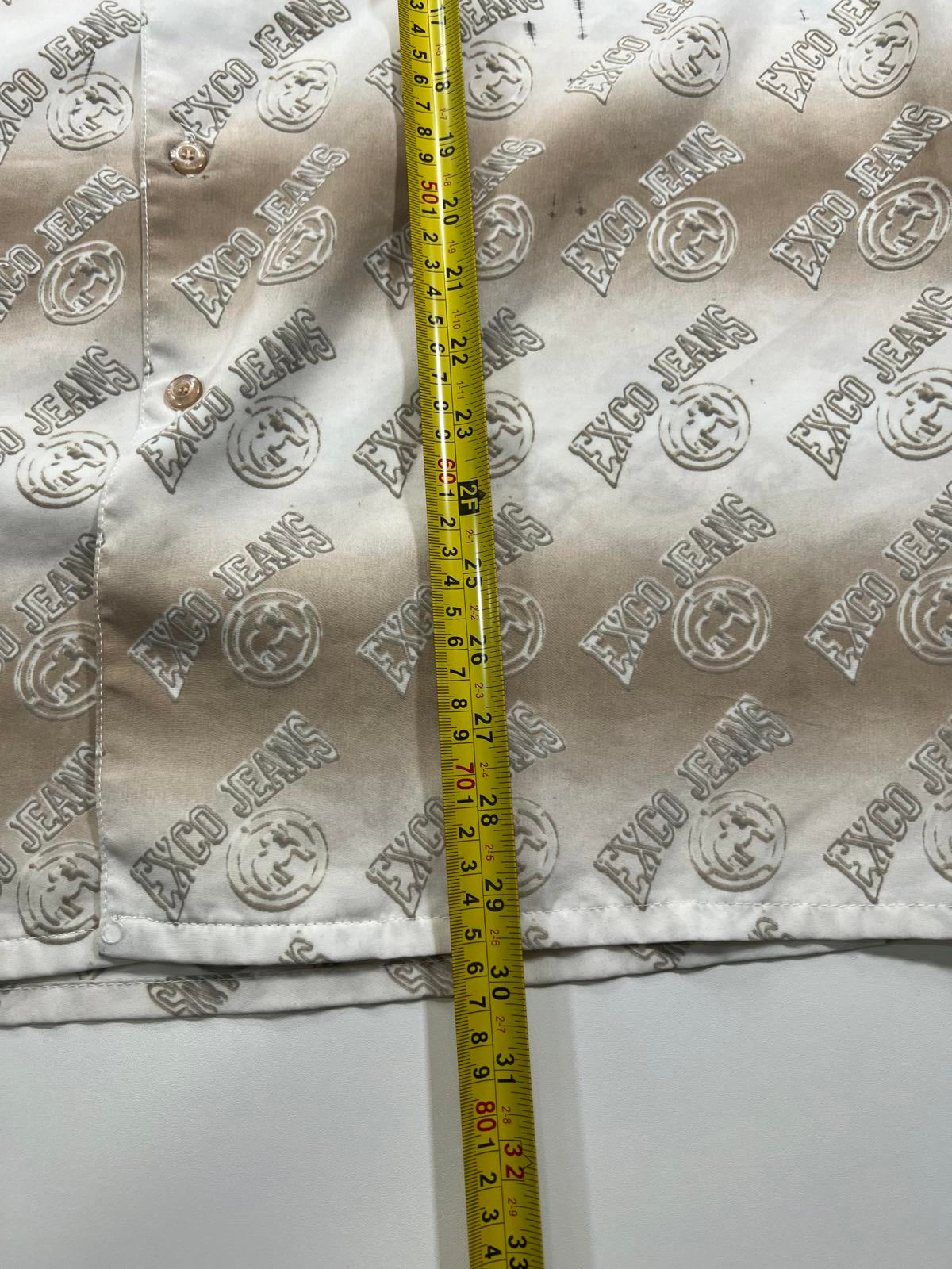 EXCO JEANS Men's Casual Button-Up Shirt Beige Gradient Print