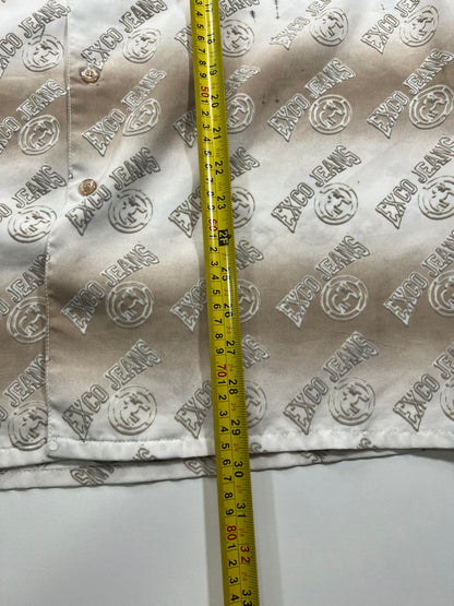 EXCO JEANS Men's Casual Button-Up Shirt Beige Gradient Print