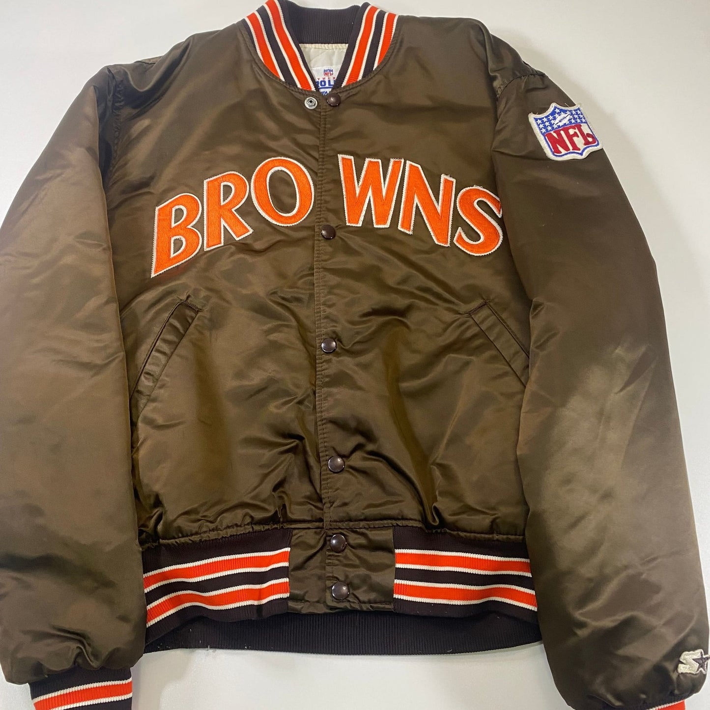 Vintage Cleveland Browns Chalk Line Satin Bomber Jacket