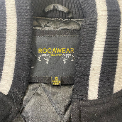 Rocawear Varsity Bomber Rare Jacket Black Wool Y2K