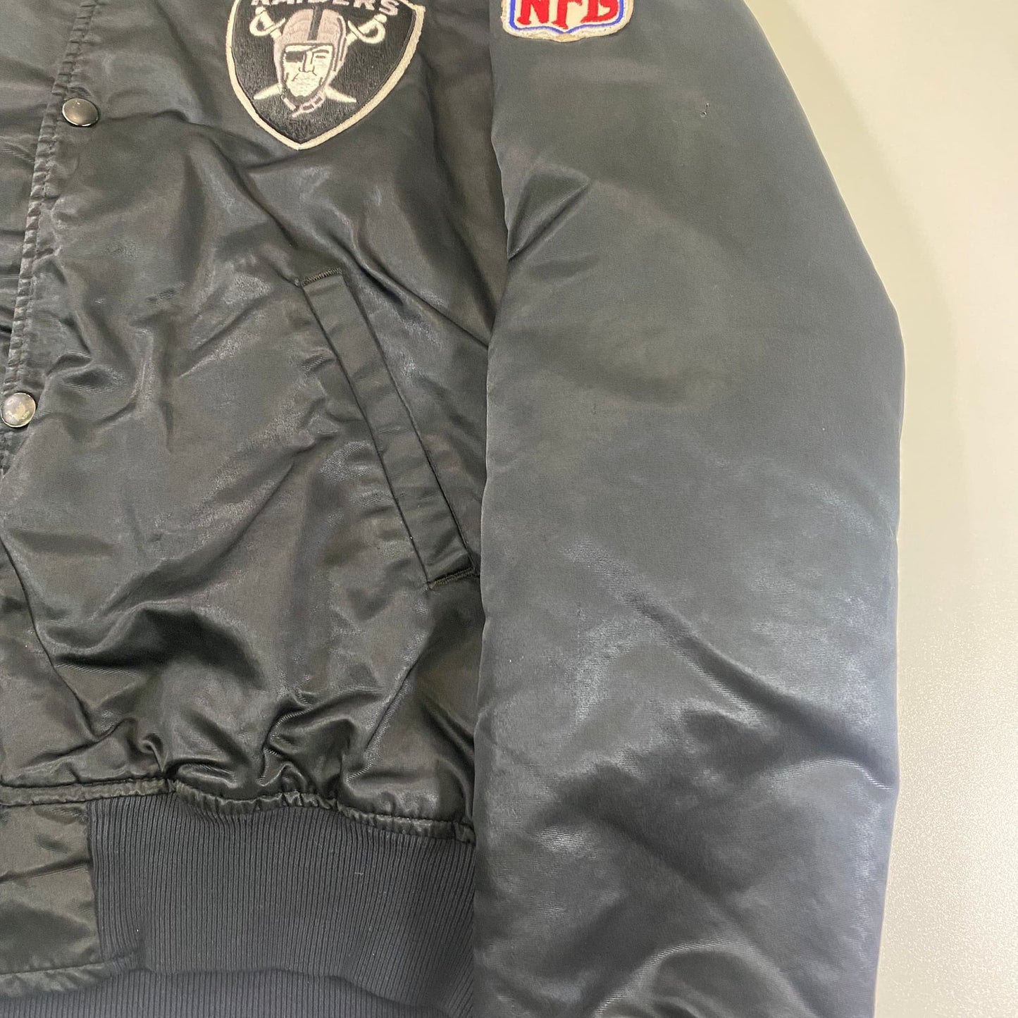 Vintage Starter Oakland Raiders Satin Bomber Jacket