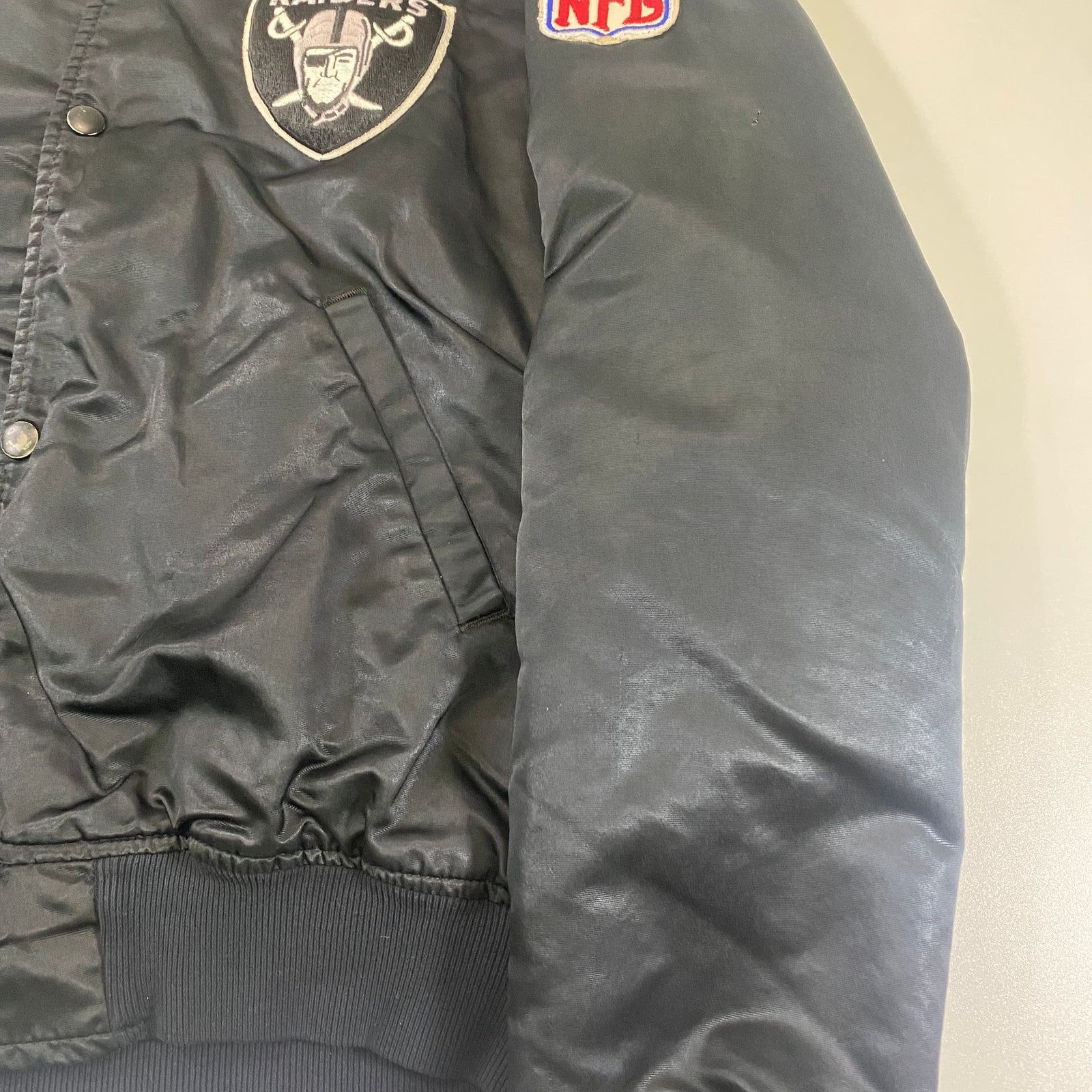 Vintage Starter Oakland Raiders Satin Bomber Jacket