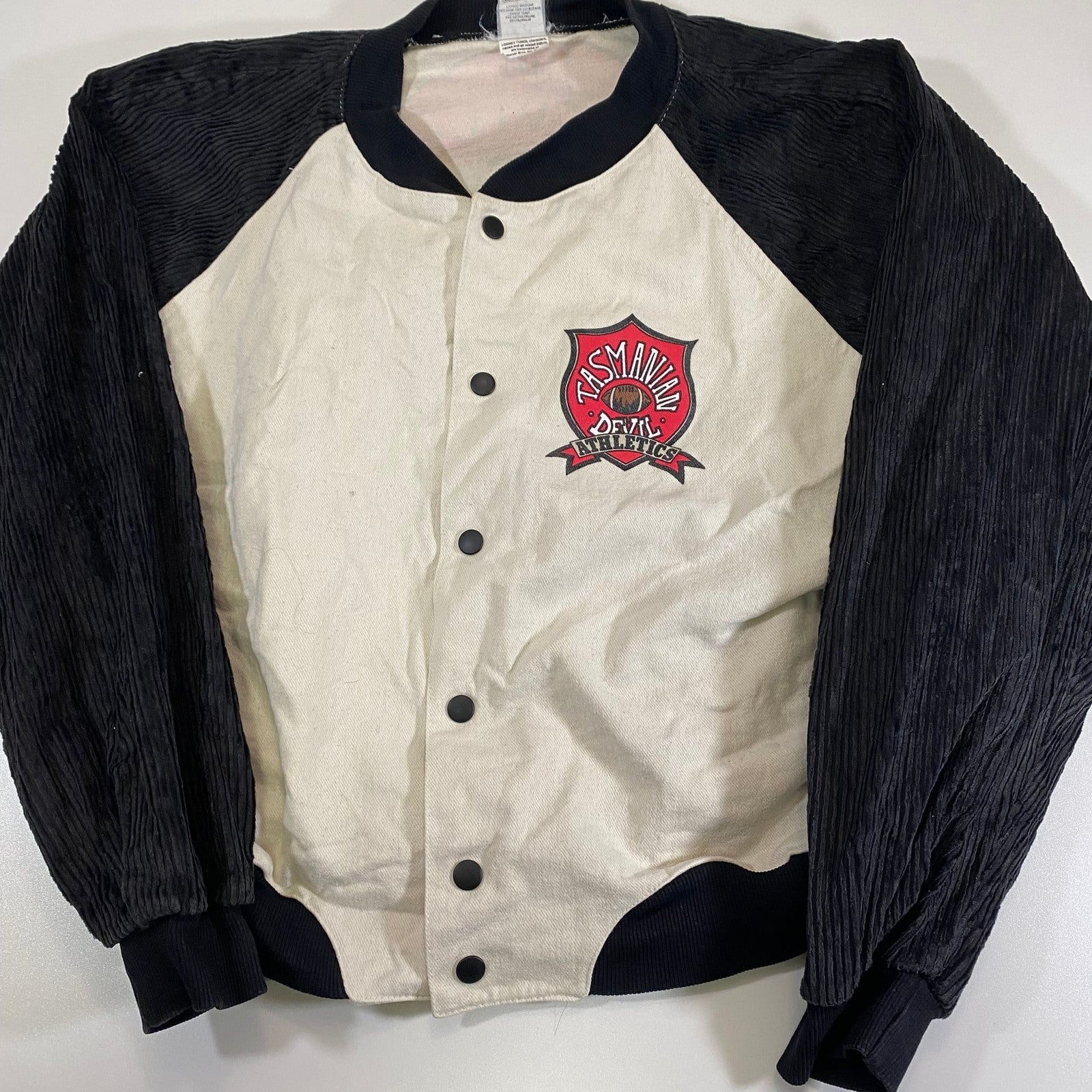 Vintage Looney Tunes Tasmanian Devil Terrycloth Varsity Baseball Jacket