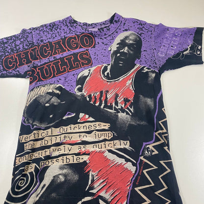 Vintage 90s Michael Jordan Chicago Bulls Magic Johnson All Over Print T-Shirt