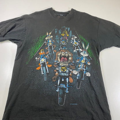 Vintage 1993 Looney Tunes Motorcycle Double-Sided T-Shirt