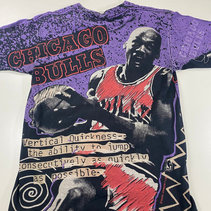 Vintage 90s Michael Jordan Chicago Bulls Magic Johnson All Over Print T-Shirt