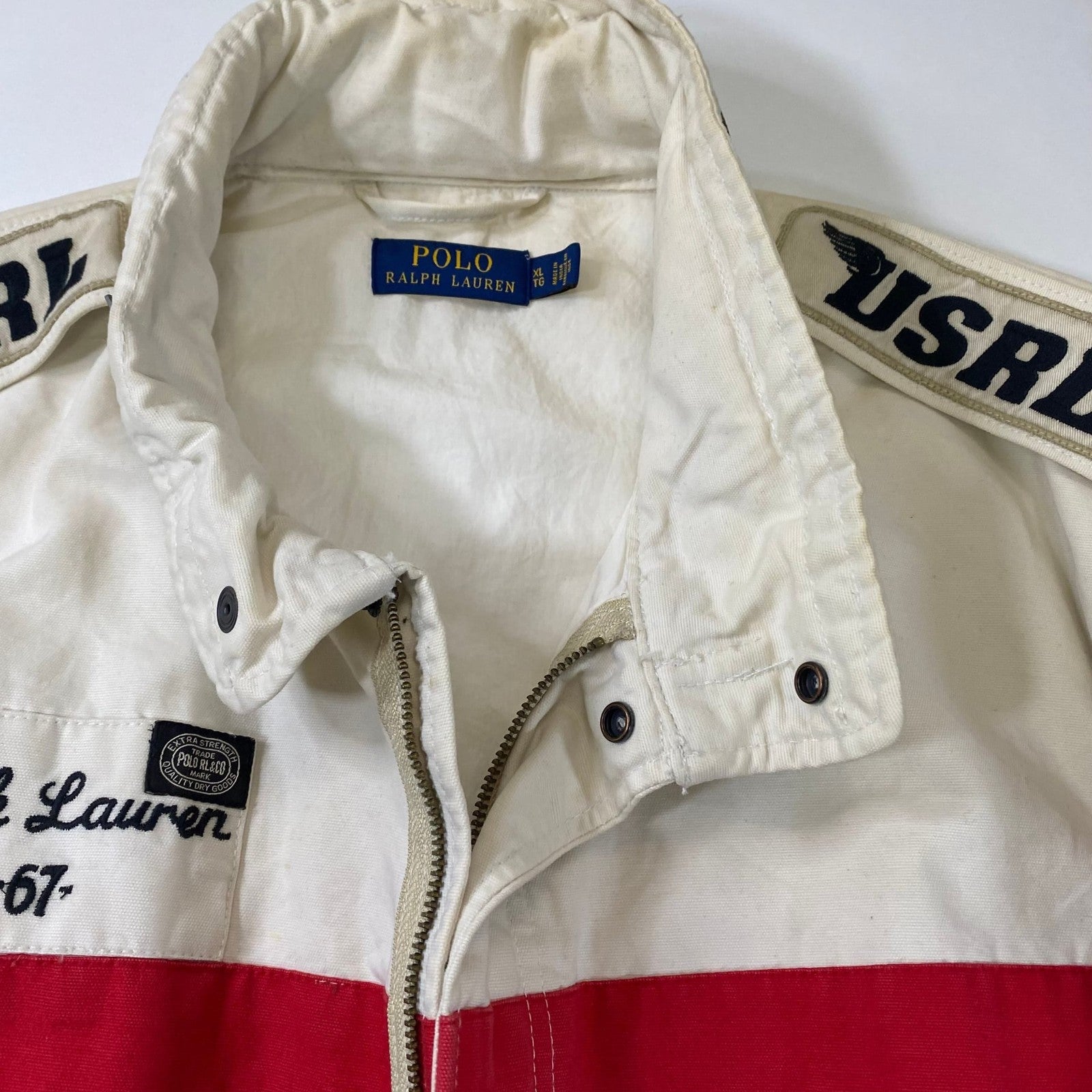 Polo Ralph Lauren Racing Jacket Denim & Supply Patchwork USRL 67 Womens