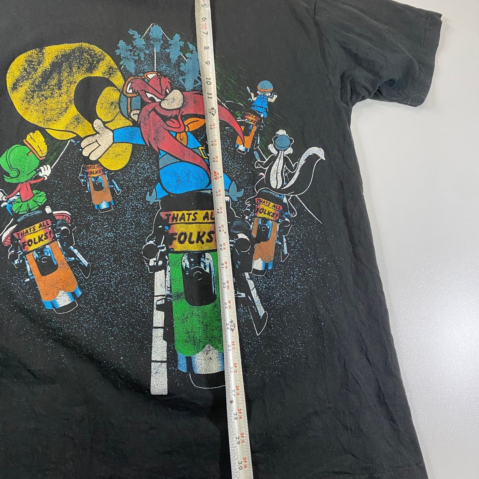 Vintage 1993 Looney Tunes Motorcycle Double-Sided T-Shirt
