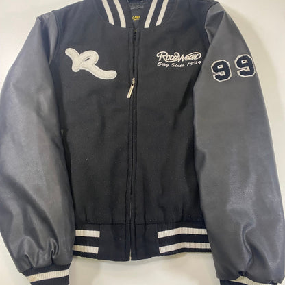 Rocawear Varsity Bomber Rare Jacket Black Wool Y2K