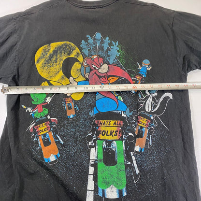 Vintage 1993 Looney Tunes Motorcycle Double-Sided T-Shirt